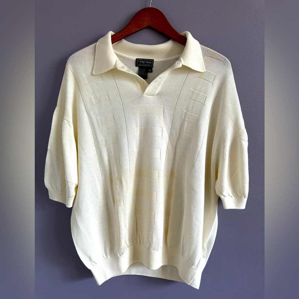 Men’s Cream Knit Polo - XL